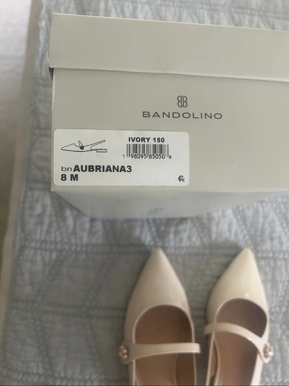 Bandolino Cream Pointed-Toe Slingback Flats with decorative Mary-Jane Strap